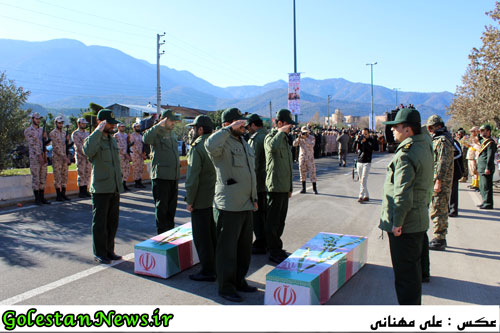 استقبال و احترام نظامی به دو شهید گمنام علی آباد کتول استان گلستان